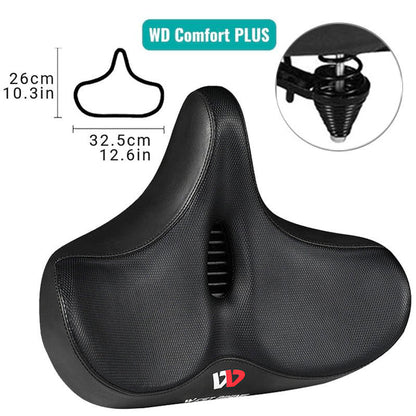 Wide Cushioned Bike Seat with Gel Padding & Breathable Cover for Comfort Cycling Road Mountain City Bikes Men Women Universal Fit