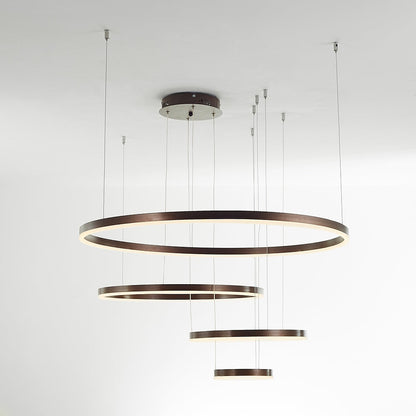 Tiered Ring Pendant Light Modern Metal Circular Chandelier for Dining Room Living Room Bedroom Kitchen Island Adjustable Height LED