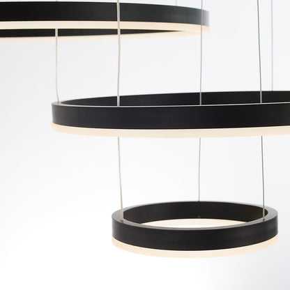 Tiered Ring Pendant Light Modern Metal Circular Chandelier for Dining Room Living Room Bedroom Kitchen Island Adjustable Height LED