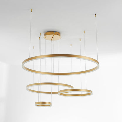 Multi-Ring LED Ceiling Light Fixture Adjustable Height Metal & Acrylic for Dining Room Bedroom Kitchen Modern Hanging Lamp Indoor Lighting D