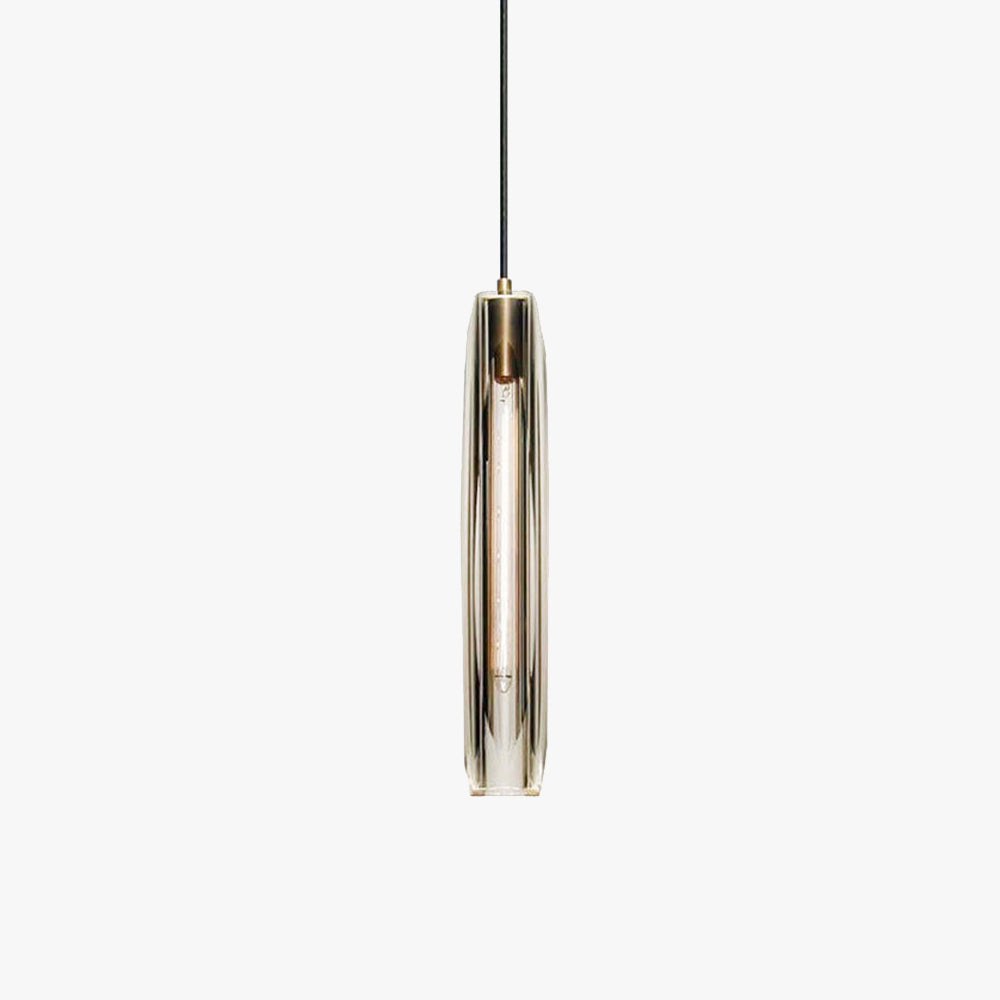 Glass Cylinder Hanging Light Fixture 15 Inch Height Adjustable Drop Ceiling Lamp for Dining Room Bedroom Living Room Contemporary Minimalist