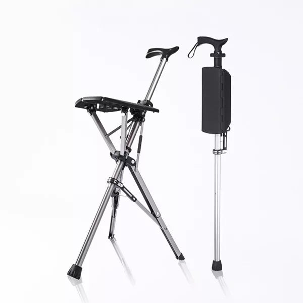 Folding Cane Chair with Seat - Lightweight Portable Walking Stick for Mobility