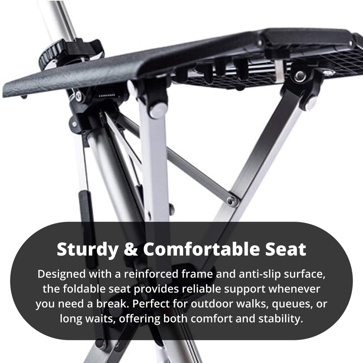 Folding Cane Chair with Seat - Lightweight Portable Walking Stick for Mobility
