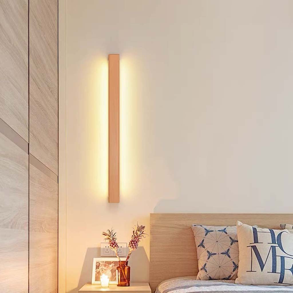 Linear Wood Sconce with Adjustable LED – Natural Beech Finish for Bedroom, Hallway & Contemporary Spaces – Switchable Light Modes – Slim 1.8
