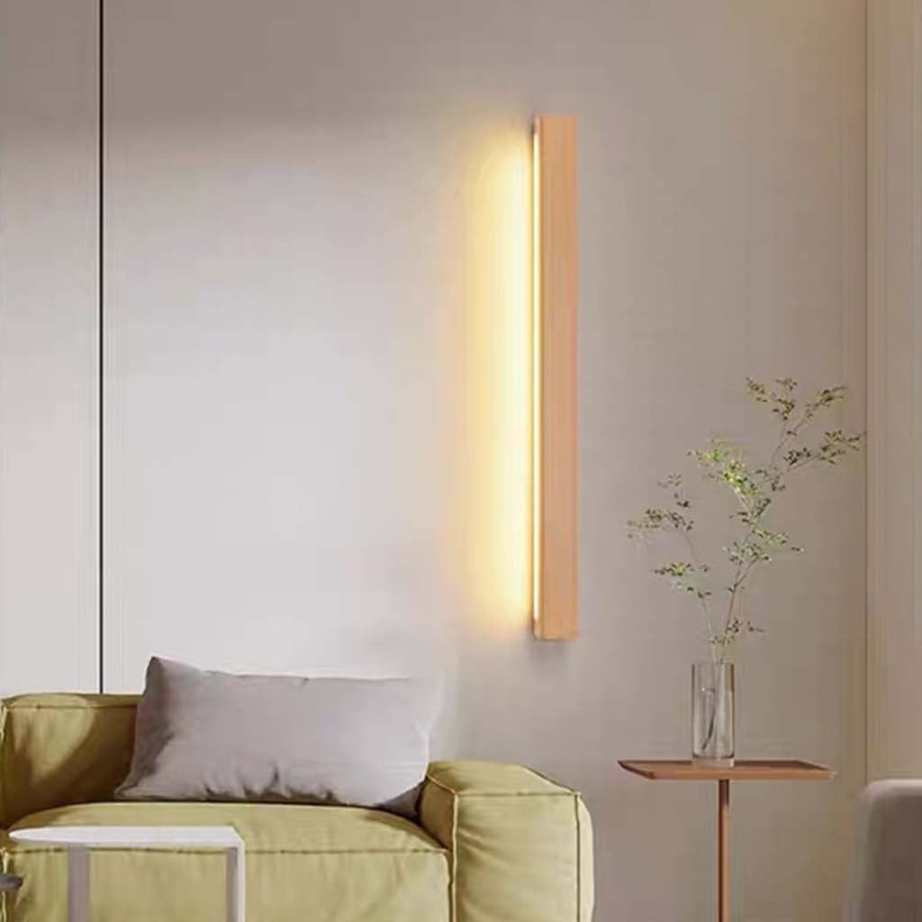 Linear Wood Sconce with Adjustable LED – Natural Beech Finish for Bedroom, Hallway & Contemporary Spaces – Switchable Light Modes – Slim 1.8