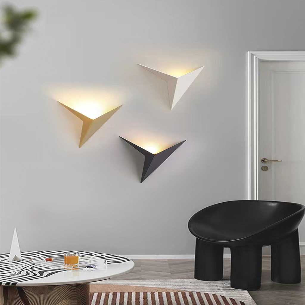 Geometric Triangle Sconce 3W LED Metal Fixture Black White Gold Finish for Hallway Bedroom Accent Lighting Living Room Dining Room Decor