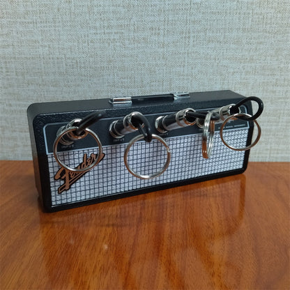 Wall-Mounted Key Holder – Stylish Guitar Amp Design with Real Inputs and 4 Guitar Plug Keychains