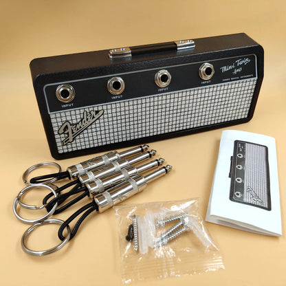 Wall-Mounted Key Holder – Stylish Guitar Amp Design with Real Inputs and 4 Guitar Plug Keychains