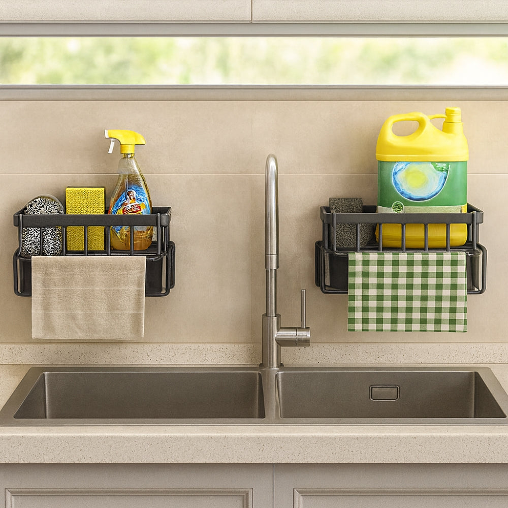 Wesley Wall Mounted Drying Rack - Carbon Steel, Compact Storage for Sponges and Towels