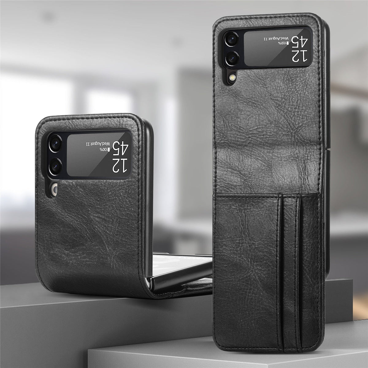 Samsung Galaxy Z Flip Card Holder Case Premium PU Leather Wallet Protection Cover for Flip 3 4 5 6 7 8 with Multiple Card Slots