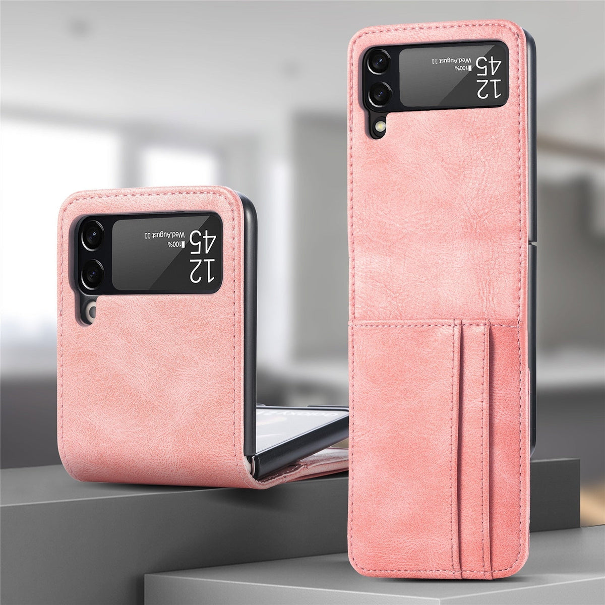 Samsung Galaxy Z Flip Card Holder Case Premium PU Leather Wallet Protection Cover for Flip 3 4 5 6 7 8 with Multiple Card Slots