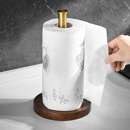 Walnut Kitchen Roll Holder with Stainless Steel Base – Handmade Minimalist Design for Stylish Kitchens