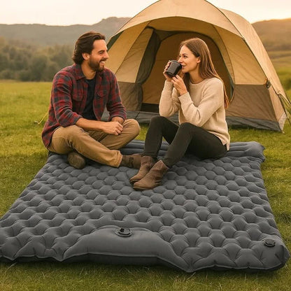 WanderRuhe | Ultra-Light Self-Inflating Double Hiking Mat with Auto-Inflation Technology | Spacious and Portable for Comfortable Camping