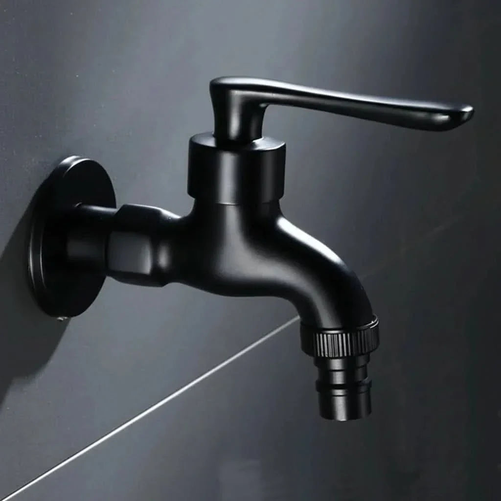 Wall-Mount Single Handle Faucet in Black Finish for Indoor & Outdoor Sinks