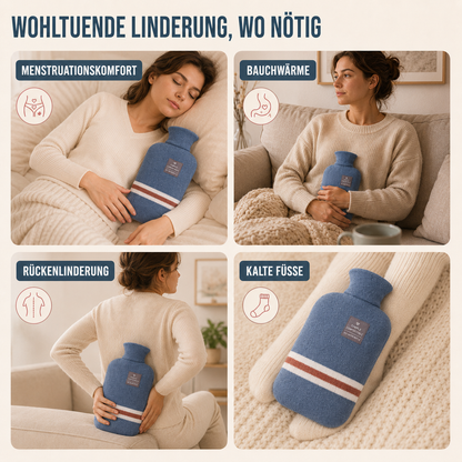 Hot Water Bottle with Knit Cover – 34 fl oz Cozy Heat Therapy for Winter Warmth, Cramps & Muscle Relief