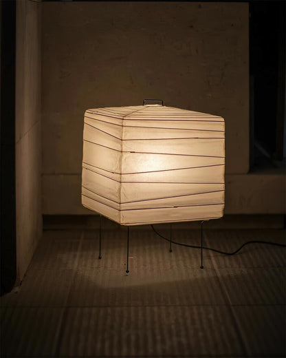 Geometric Paper Cube Lamp with Wire Stand for Bedroom Desk Nightstand Living Room Office Handcrafted Ambient Lighting Minimalist Accent 9×15