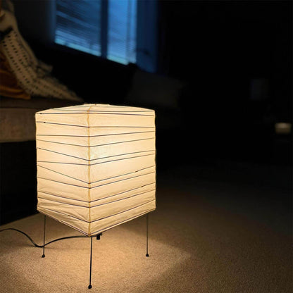 Geometric Paper Cube Lamp with Wire Stand for Bedroom Desk Nightstand Living Room Office Handcrafted Ambient Lighting Minimalist Accent 9×15