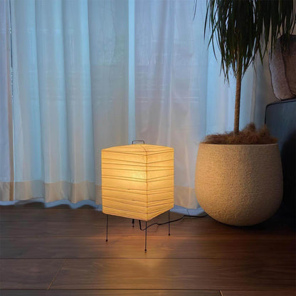 Geometric Paper Cube Lamp with Wire Stand for Bedroom Desk Nightstand Living Room Office Handcrafted Ambient Lighting Minimalist Accent 9×15