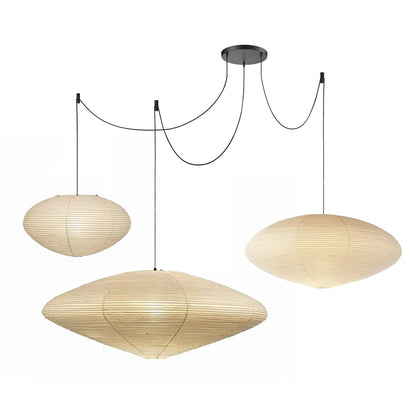 Handmade Rice Paper Sphere Pendant Lamp for Dining Room & Bedroom | Sculptural Ceiling Fixture with Adjustable Cord | E26 Edison Bulb Compat