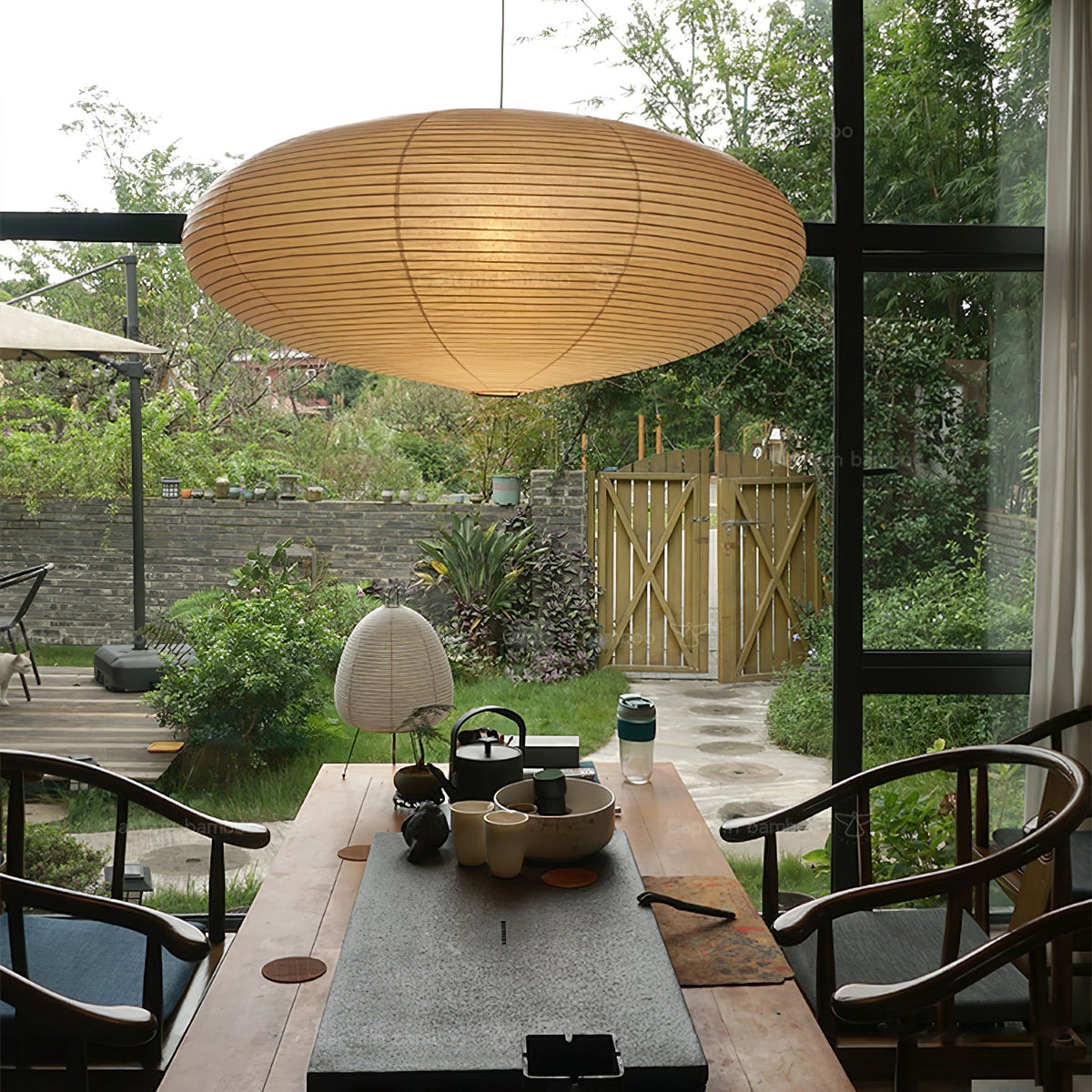 Handmade Rice Paper Sphere Pendant Lamp for Dining Room & Bedroom | Sculptural Ceiling Fixture with Adjustable Cord | E26 Edison Bulb Compat