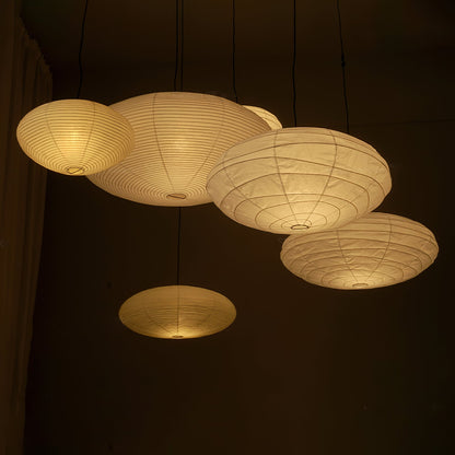 Handmade Rice Paper Sphere Pendant Lamp for Dining Room & Bedroom | Sculptural Ceiling Fixture with Adjustable Cord | E26 Edison Bulb Compat