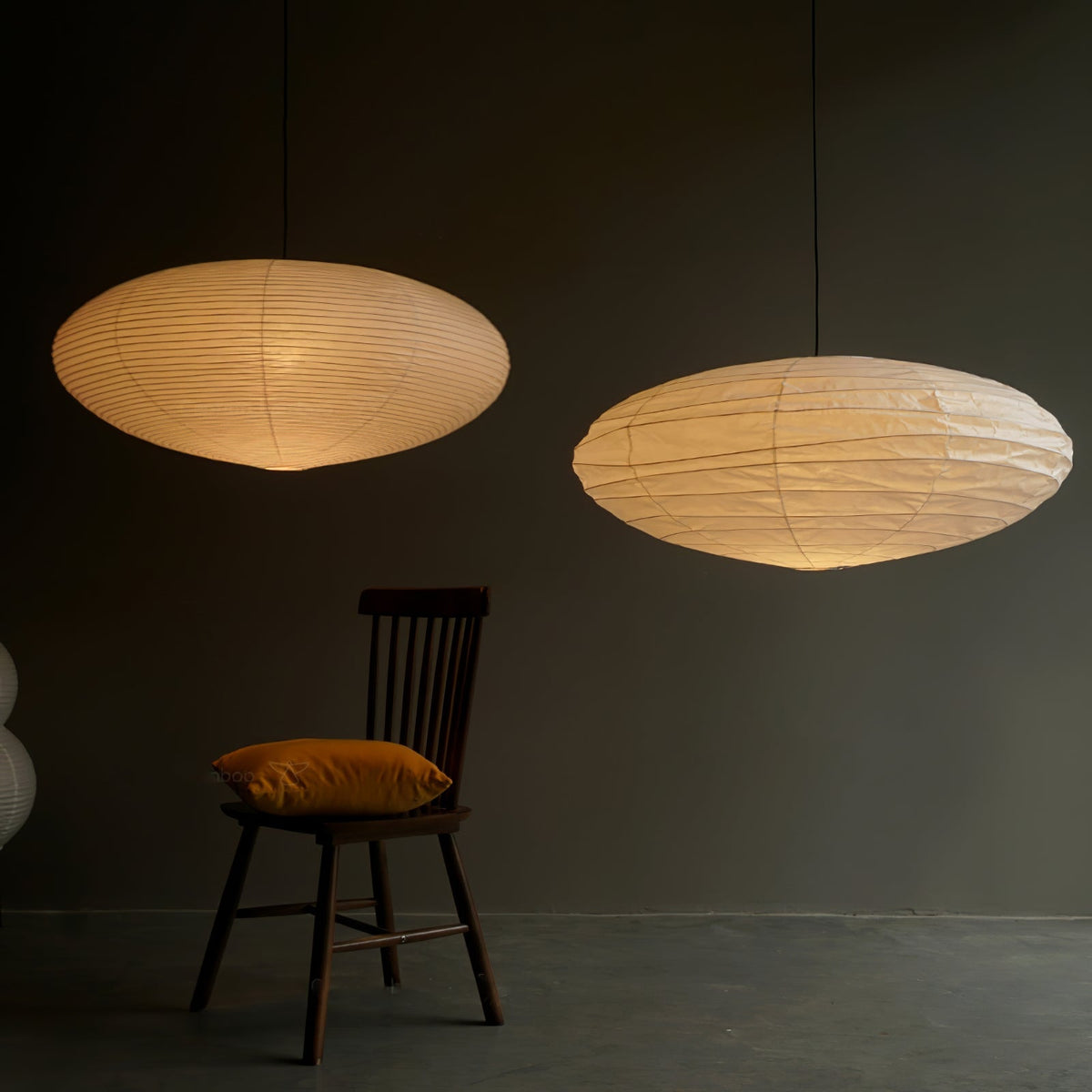 Handcrafted Paper Shade Ceiling Light with Adjustable Cord White Hanging Fixture for Bedroom Living Room Kitchen Dining Modern Indoor Lamp