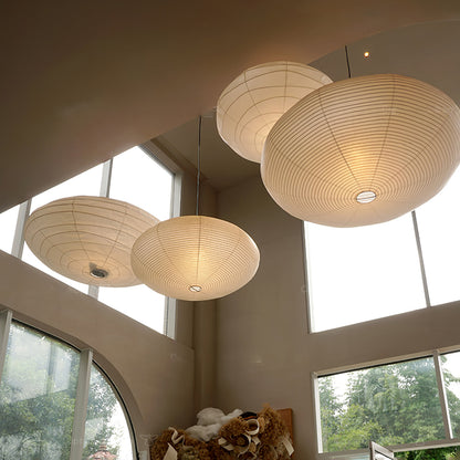 Handmade Rice Paper Sphere Pendant Lamp for Dining Room & Bedroom | Sculptural Ceiling Fixture with Adjustable Cord | E26 Edison Bulb Compat