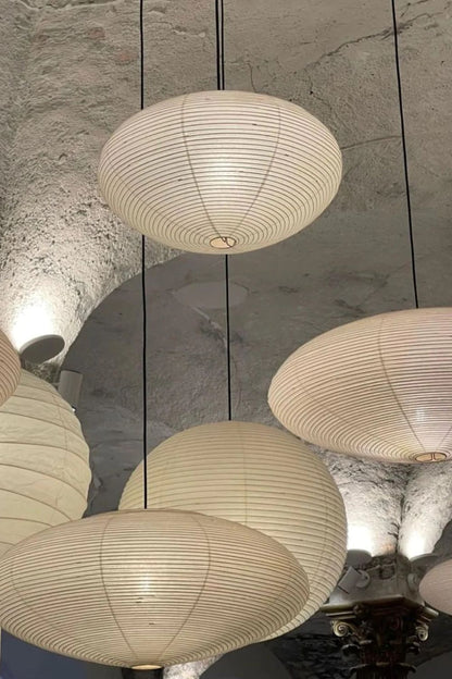 Handmade Rice Paper Sphere Pendant Lamp for Dining Room & Bedroom | Sculptural Ceiling Fixture with Adjustable Cord | E26 Edison Bulb Compat