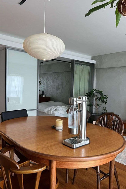 Handmade Rice Paper Sphere Pendant Lamp for Dining Room & Bedroom | Sculptural Ceiling Fixture with Adjustable Cord | E26 Edison Bulb Compat