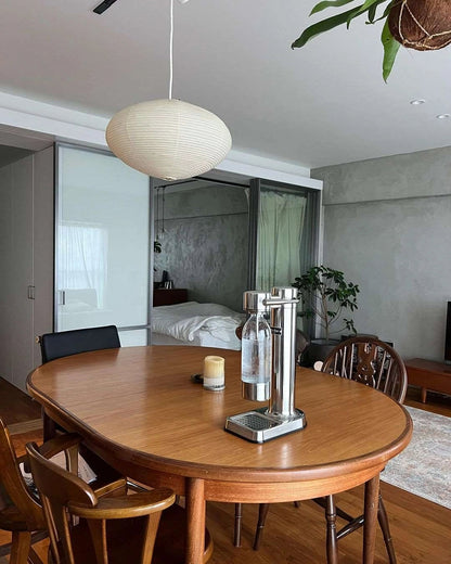 Handmade Rice Paper Sphere Pendant Lamp for Dining Room & Bedroom | Sculptural Ceiling Fixture with Adjustable Cord | E26 Edison Bulb Compat