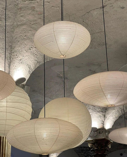 Handmade Rice Paper Sphere Pendant Lamp for Dining Room & Bedroom | Sculptural Ceiling Fixture with Adjustable Cord | E26 Edison Bulb Compat