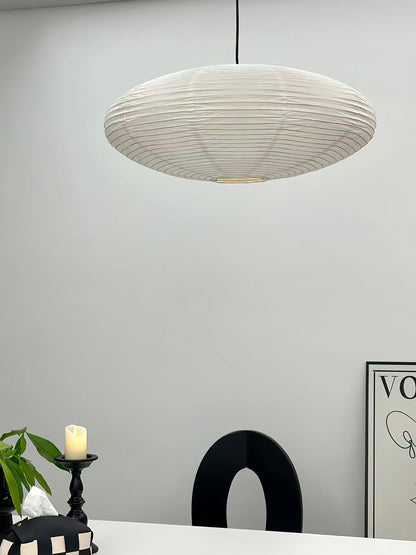 Handcrafted Paper Shade Ceiling Light with Adjustable Cord White Hanging Fixture for Bedroom Living Room Kitchen Dining Modern Indoor Lamp