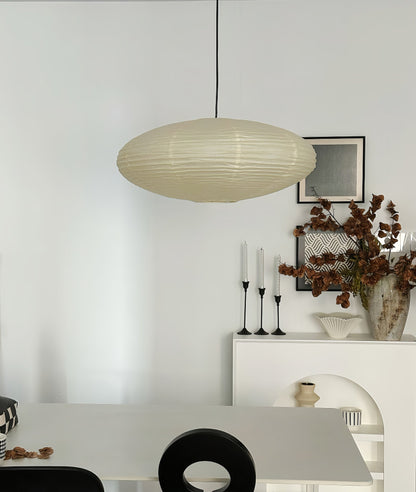 Handcrafted Paper Shade Ceiling Light with Adjustable Cord White Hanging Fixture for Bedroom Living Room Kitchen Dining Modern Indoor Lamp