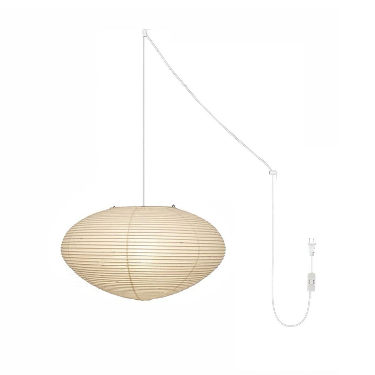 Handcrafted Paper Shade Ceiling Light with Adjustable Cord White Hanging Fixture for Bedroom Living Room Kitchen Dining Modern Indoor Lamp