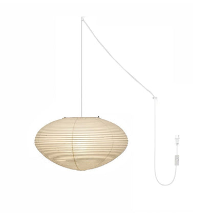 Handcrafted Paper Shade Ceiling Light with Adjustable Cord White Hanging Fixture for Bedroom Living Room Kitchen Dining Modern Indoor Lamp