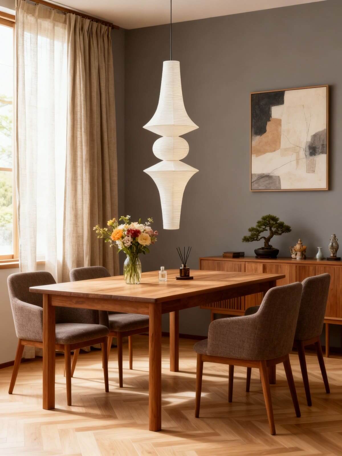Overhead Hanging Fixture with Paper Shade for Kitchen Island or Breakfast Nook | Cylindrical Drop Lamp in White or Warm Tone | E26 Socket Ce