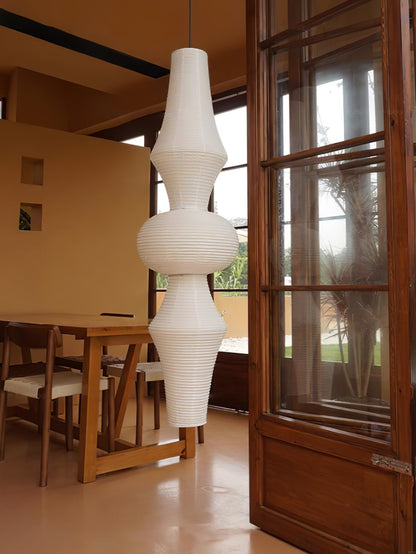 Handcrafted Paper Lantern Ceiling Light White Drum Shade Hanging Fixture E26 E27 Socket Bedroom Living Room Dining Room Ambient Glow Modern