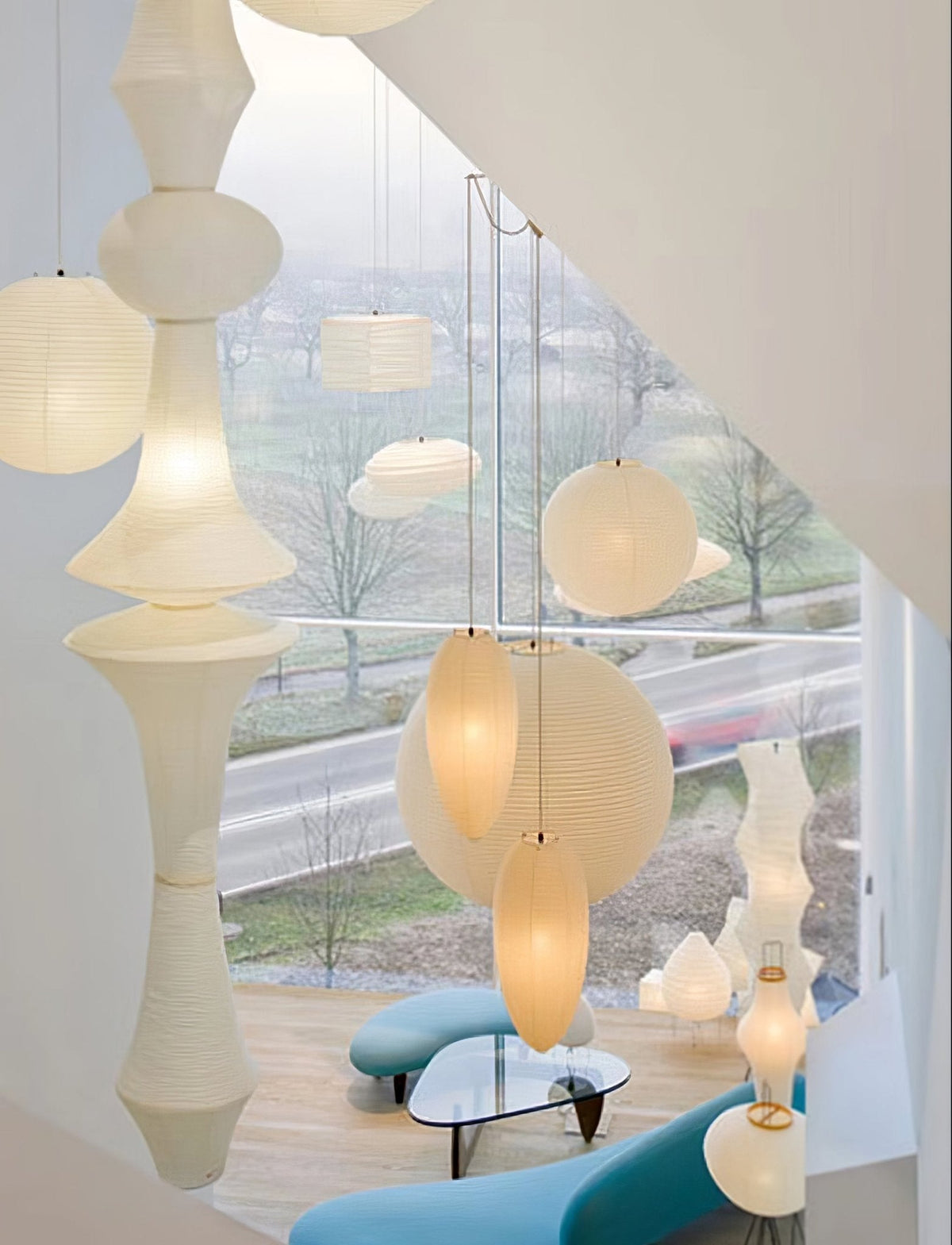 Handcrafted Paper Lantern Ceiling Light White Drum Shade Hanging Fixture E26 E27 Socket Bedroom Living Room Dining Room Ambient Glow Modern