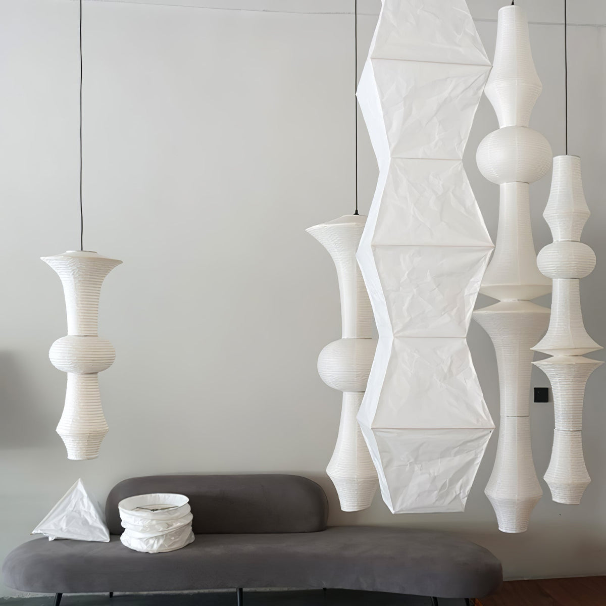 Handcrafted Paper Lantern Ceiling Light White Drum Shade Hanging Fixture E26 E27 Socket Bedroom Living Room Dining Room Ambient Glow Modern