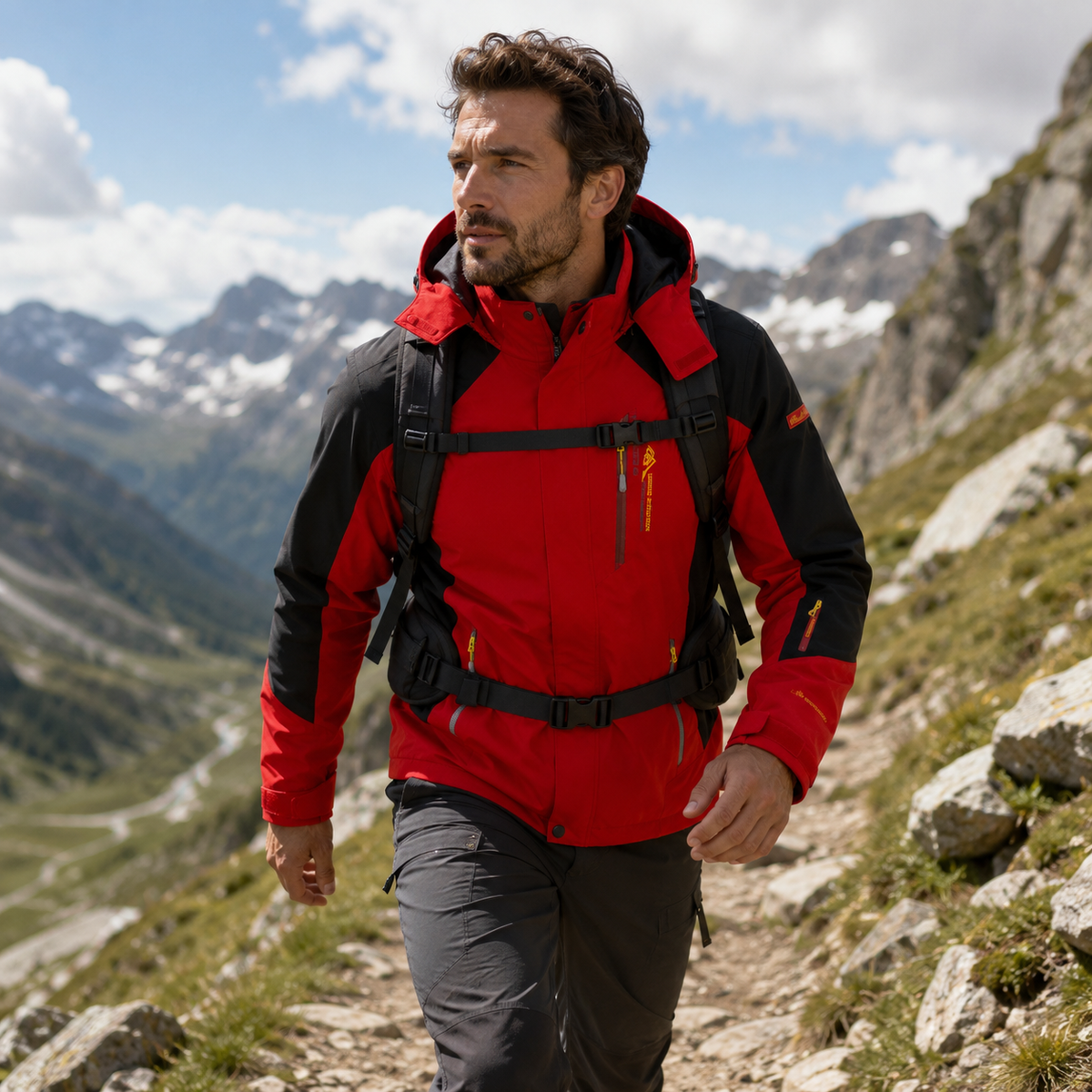 Men's Windproof Rain Shell Jacket with Removable Hood for Hiking, Camping & Outdoor Adventures – Waterproof Lightweight Expedition Coat
