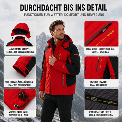 Men's Windproof Rain Shell Jacket with Removable Hood for Hiking, Camping & Outdoor Adventures – Waterproof Lightweight Expedition Coat