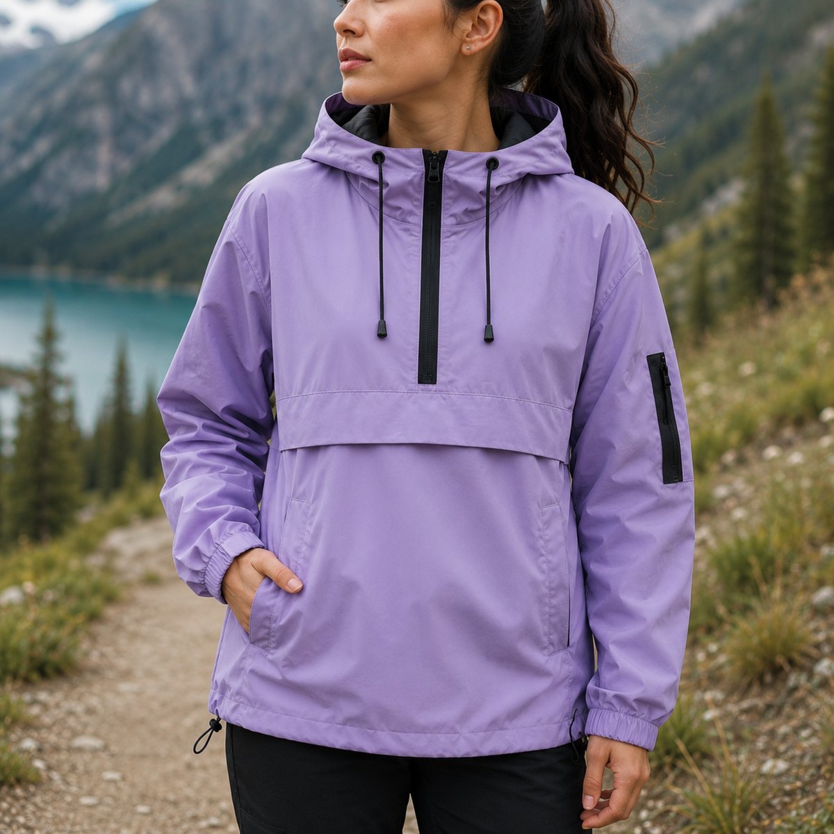 Hooded Weather-Resistant Parka with Front Pocket for All Seasons – Lightweight Windproof Jacket for Women