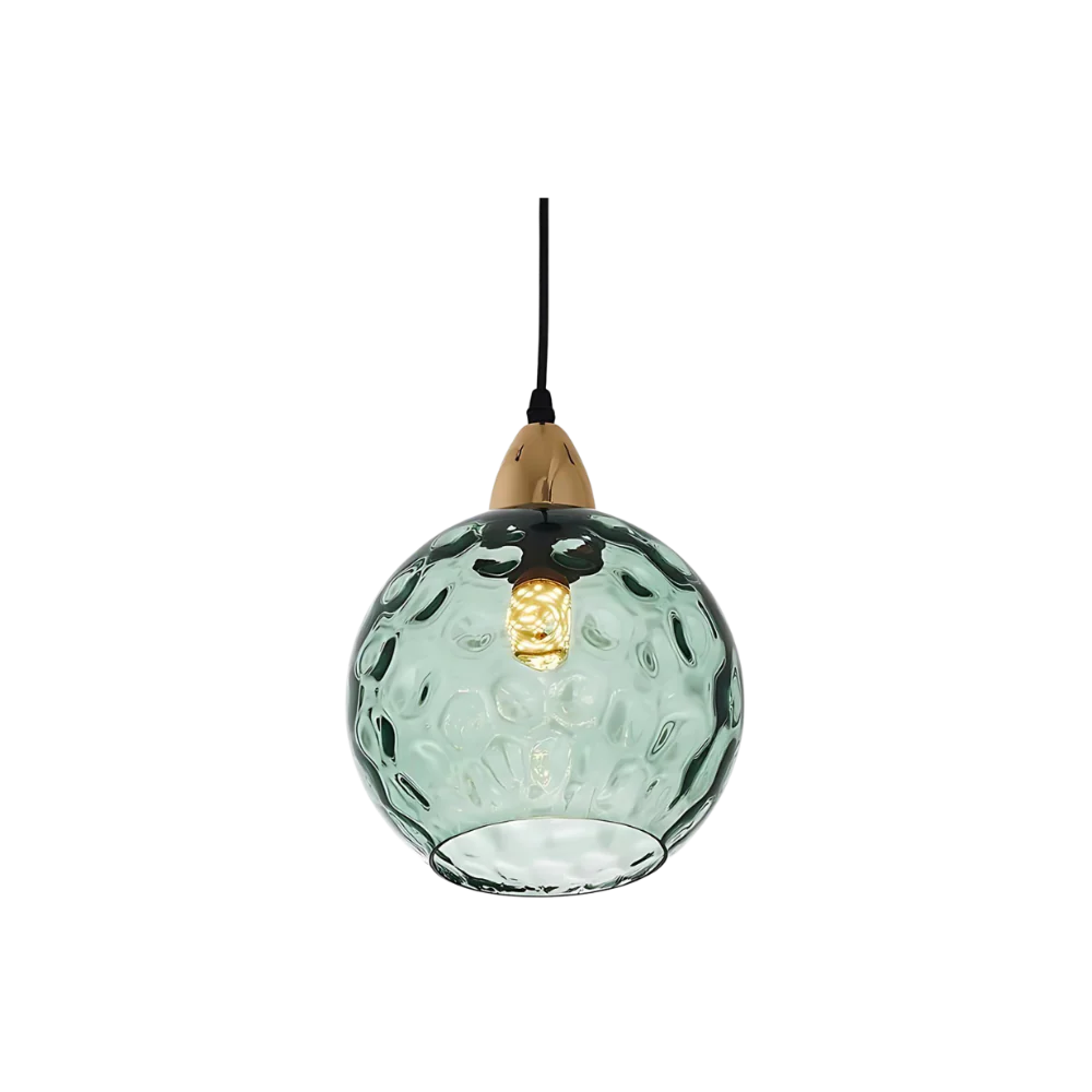 Textured Glass Globe Hanging Light 7.9 Inch Dining Room Island Fixture Adjustable Height Modern Sphere Pendant Minimalist Ceiling Lamp for K