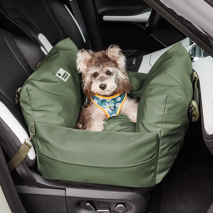 Padded Dog Car Seat Booster with Safety Harness & Side Bolsters – Waterproof Washable Pet Travel Carrier for Cars, SUVs & Travel