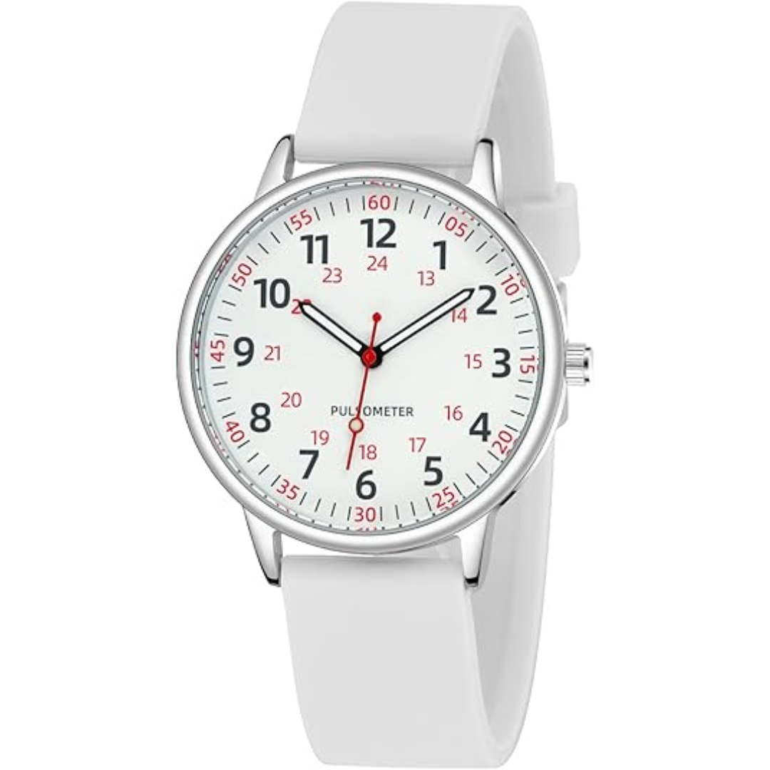 Analog Watch with Silicone Band, Waterproof Watch with Second Hand for Nurses, Easy to Read Gift for Nurse