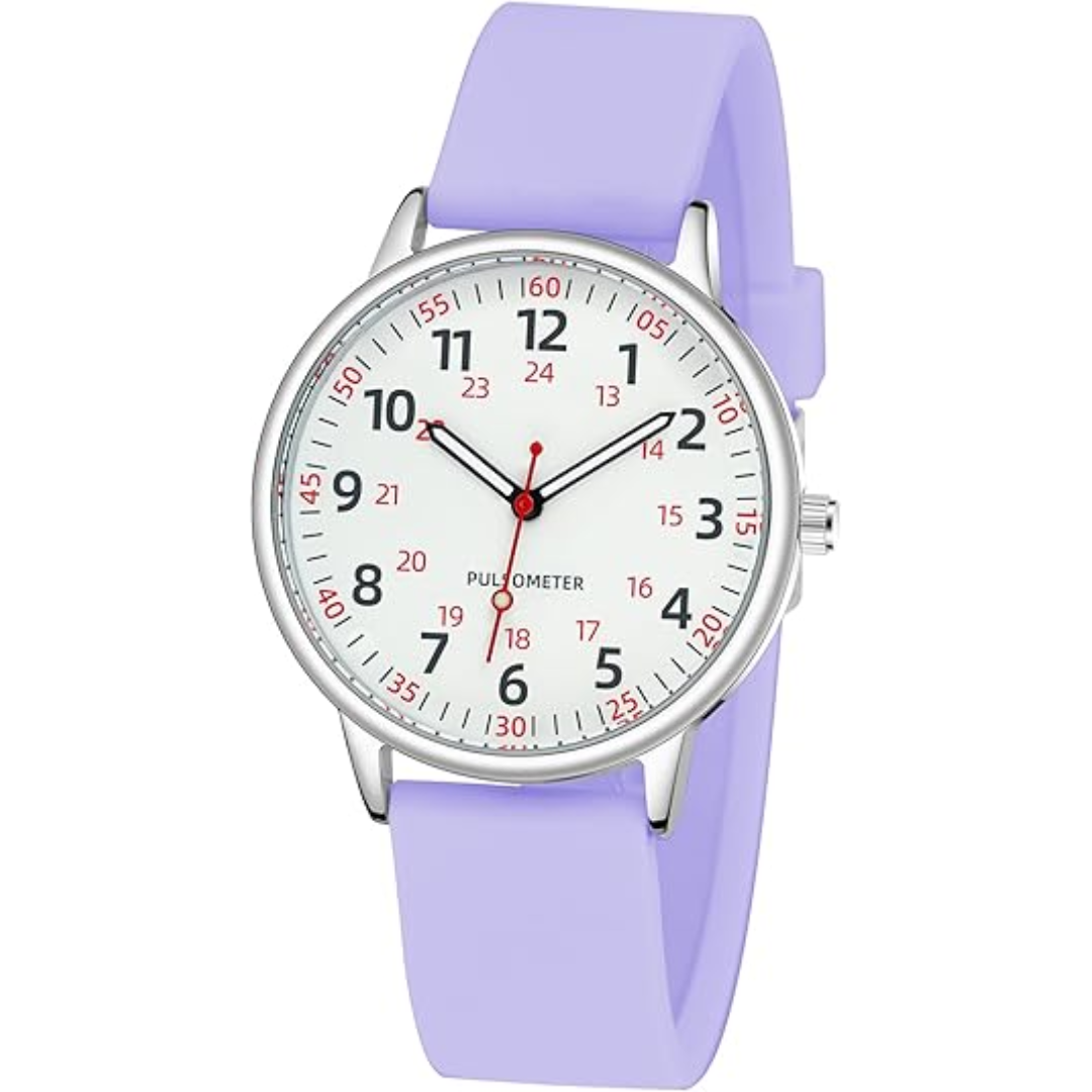 Ortekor Waterproof Nurse Watch with Clear Second Hand & Comfortable Silicone Band for Accurate Timekeeping