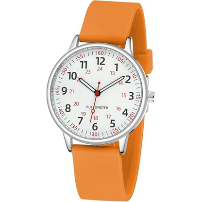 Ortekor Waterproof Nurse Watch with Clear Second Hand & Comfortable Silicone Band for Accurate Timekeeping