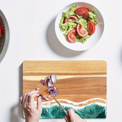 Waver Cutting Board - Acacia Wood with Ocean Resin Inlay, Multi-Purpose Chopping Board