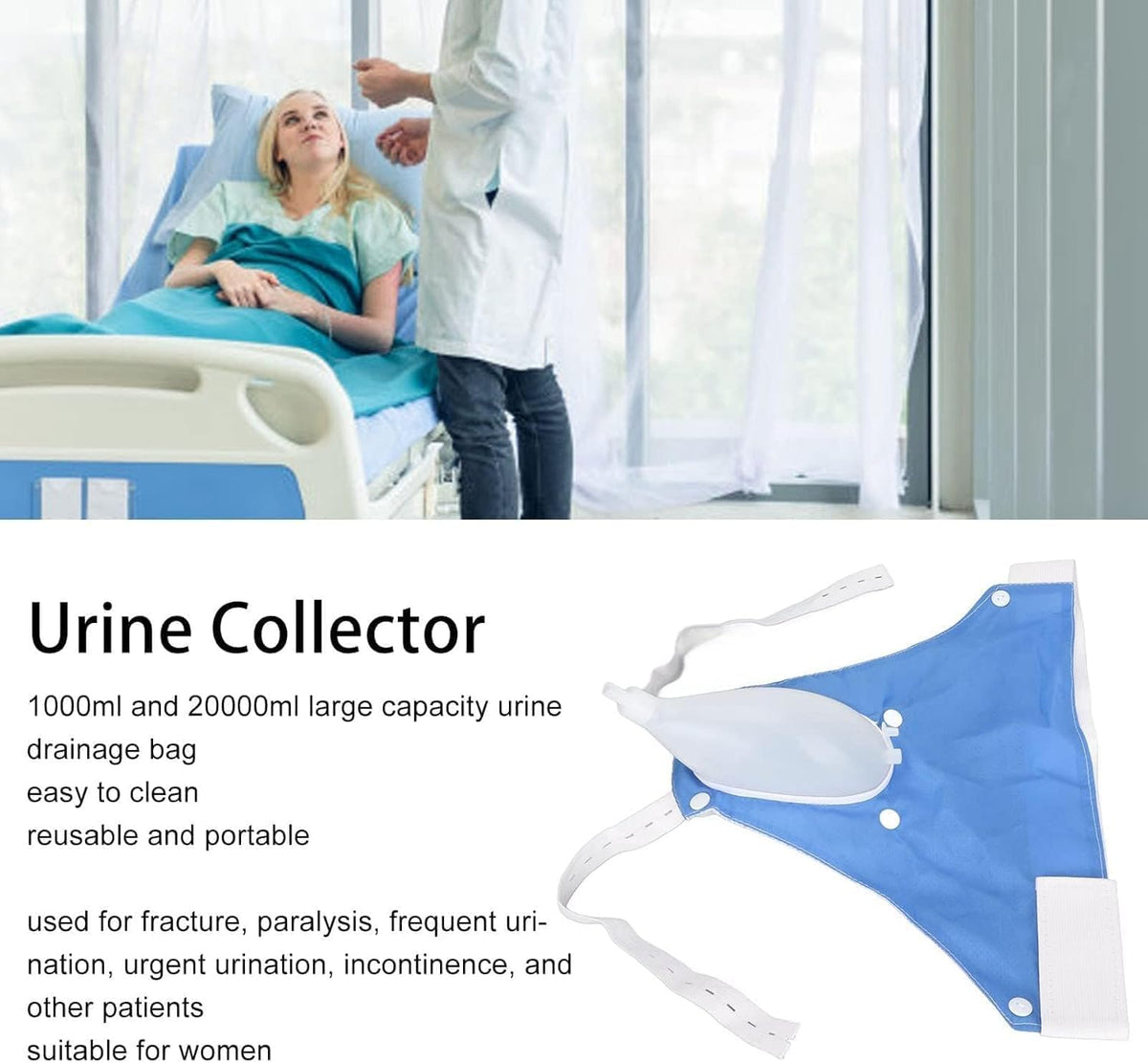 Wearable Urinary Drainage System with Leg Straps & 34 oz Collection Bag for Men & Women | Adjustable Belt | Daily Incontinence Management