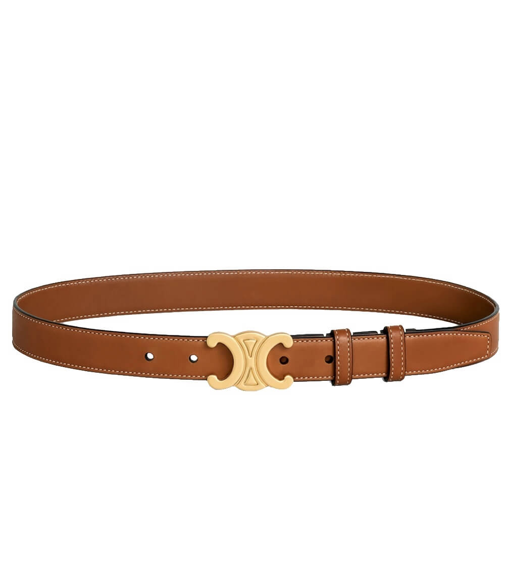 Wearclo | Vintage-Inspired Vegan Leather Belt with Gold CC Logo | Stylish Accessory for Ethical Fashion